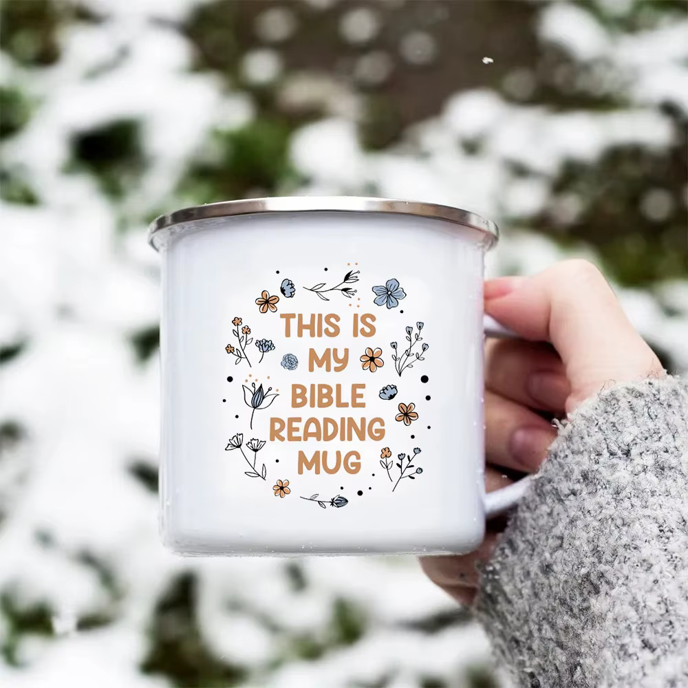 Tasses à café et à thé en émail créatif chrétien pour femmes