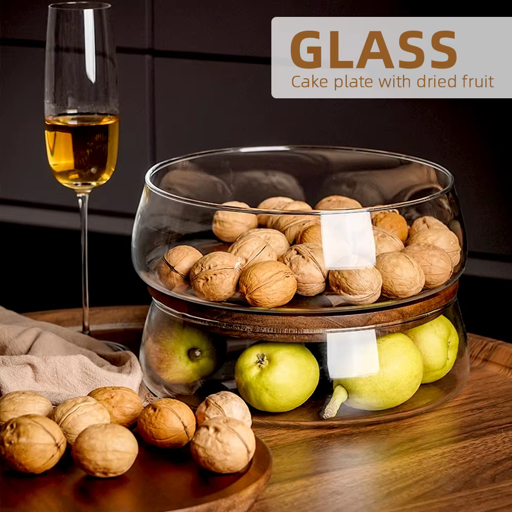 Conteneur de stockage des aliments en verre avec couvercle en bois
