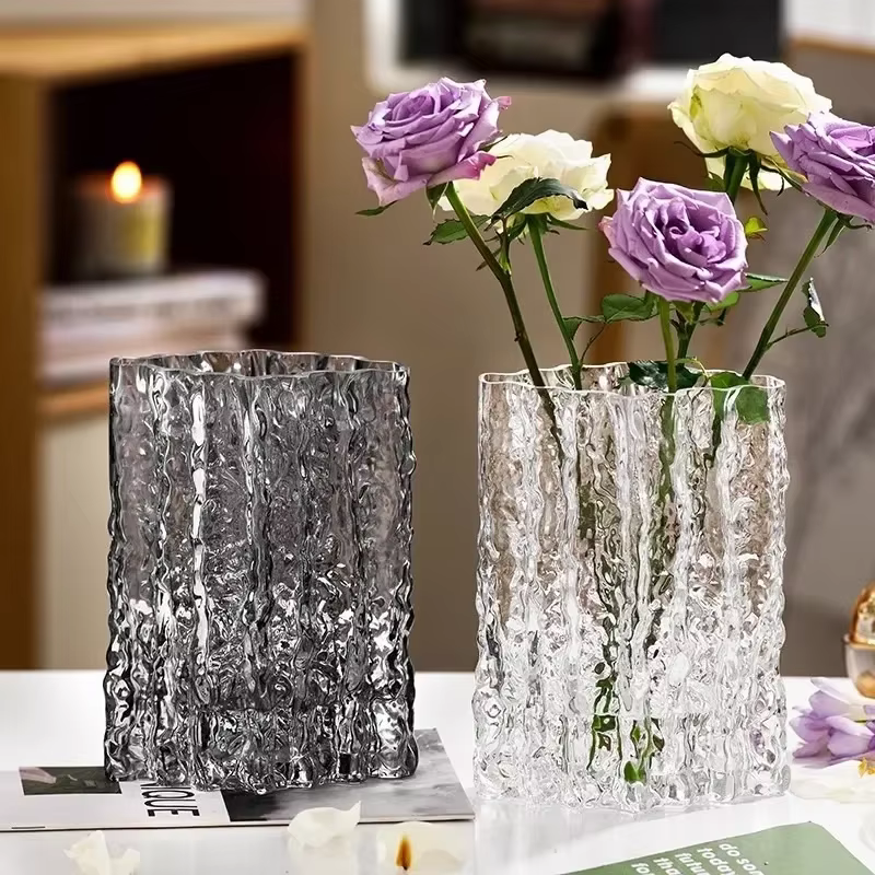Vase en verre transparent haut de gamme pour la décoration de la maison
