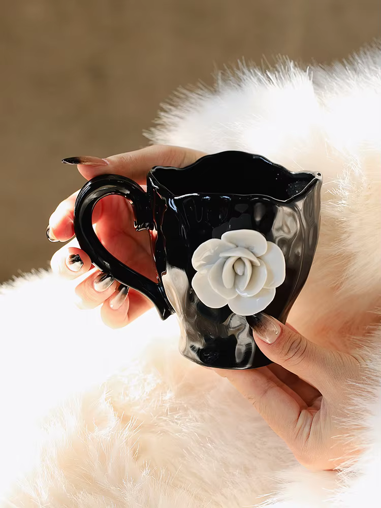 Ahunderjiaz-Tasses à café en céramique française rétro