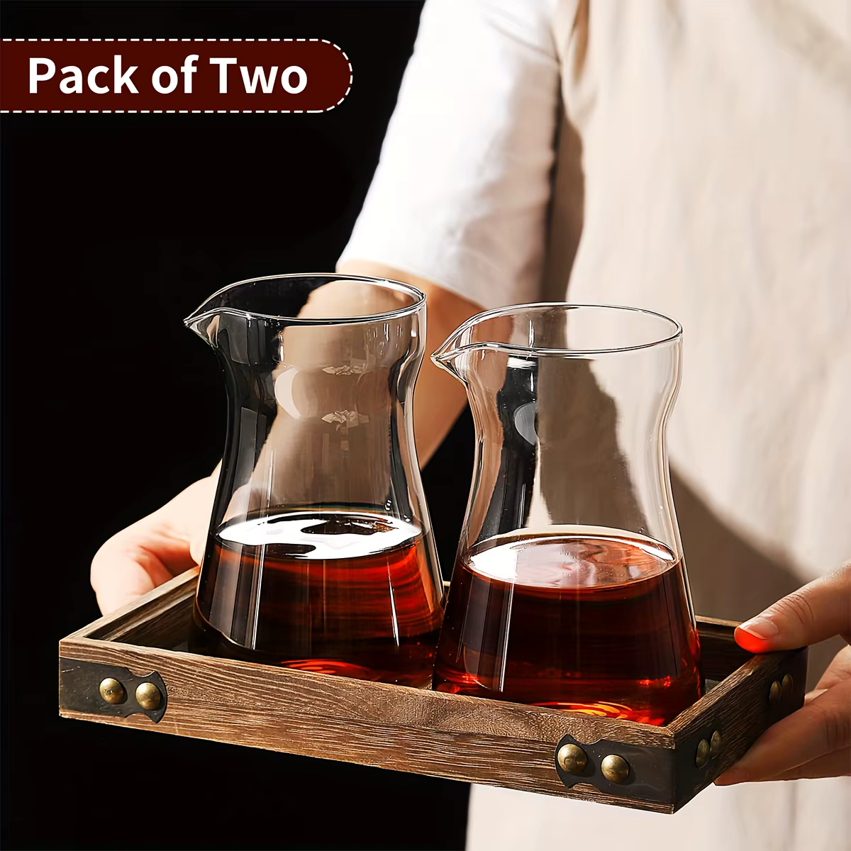 Carafe à café en verre de 16 oz avec couche thermorésistante en bois