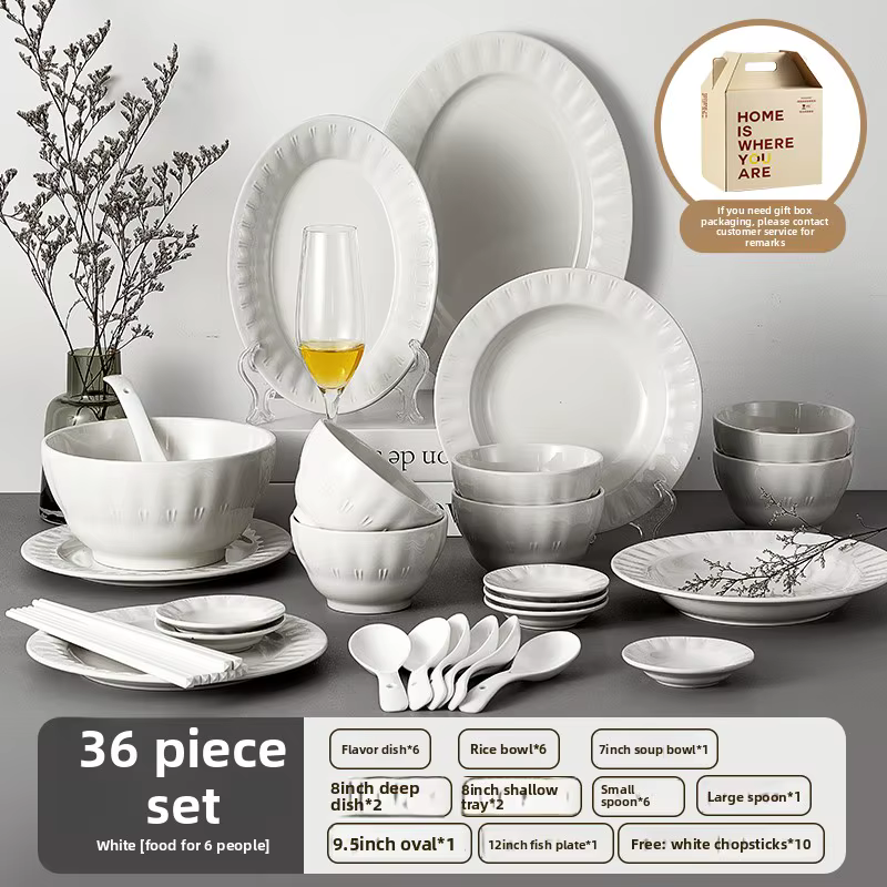 Service de vaisselle minimaliste en porcelaine
