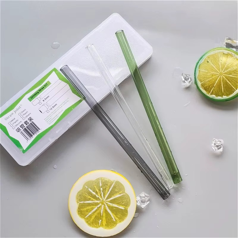 Lot de 5 pailles en verre borosilicate écologiques