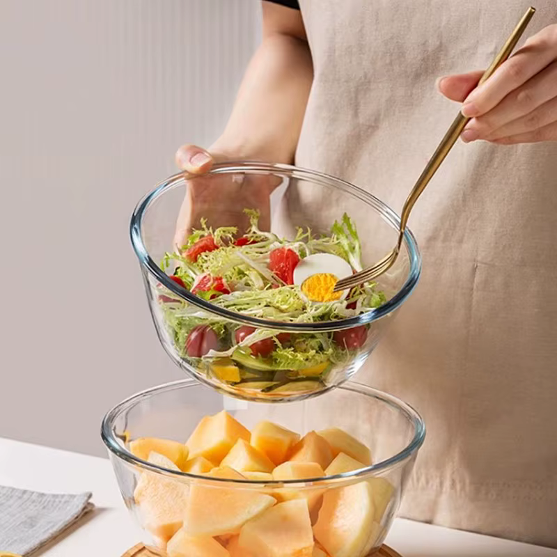 Bol à salade en verre transparent résistant à la chaleur