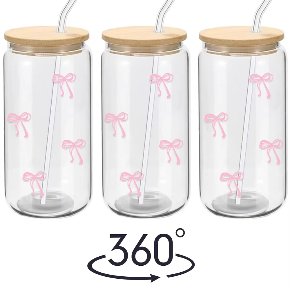 Gobelets en verre avec nœud rose de 500ml