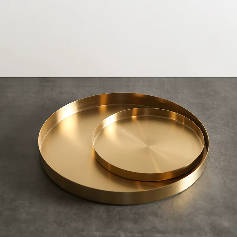 Plat à dessert doré, Plateau rond de rangement