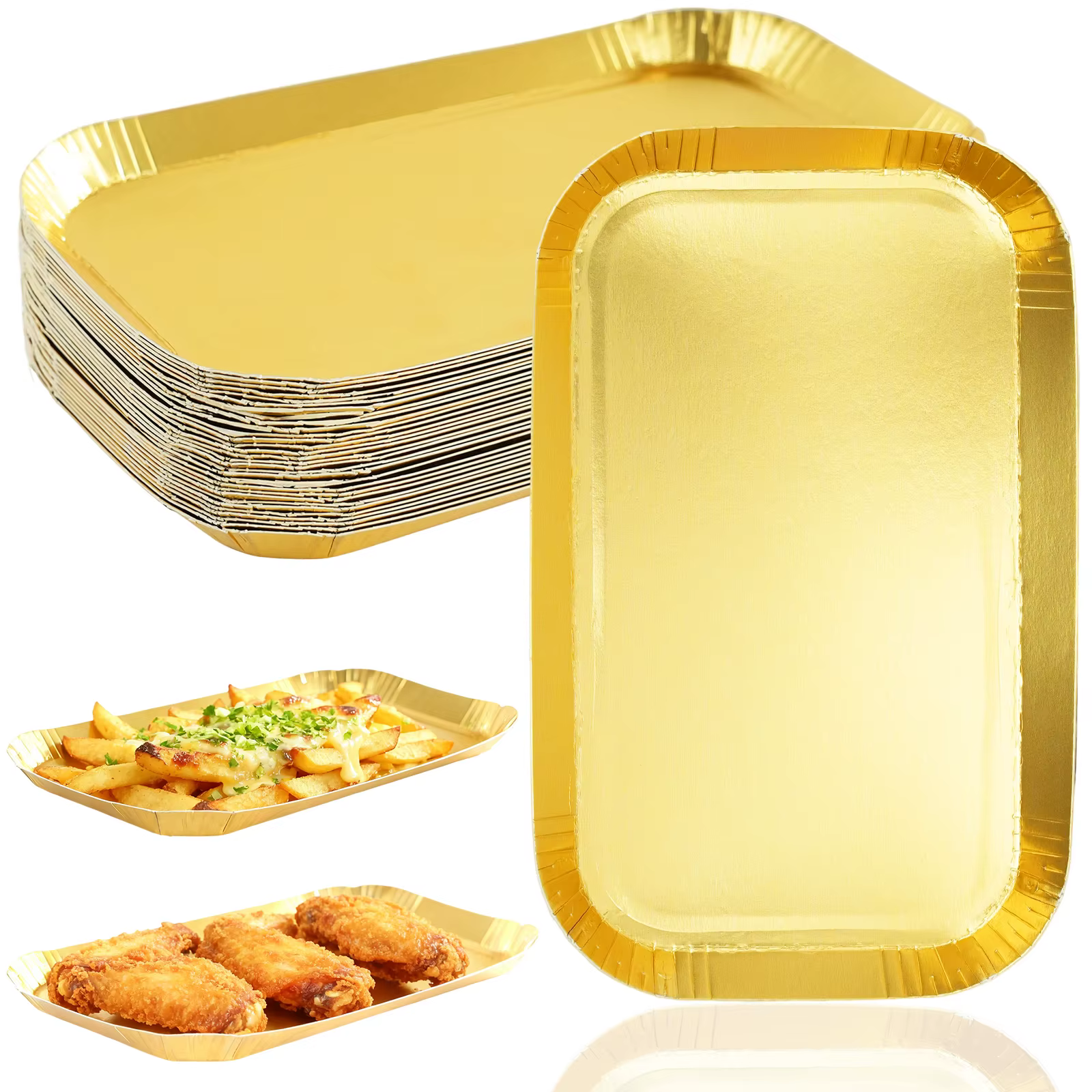 Grands assiettes en papier plateaux dorés