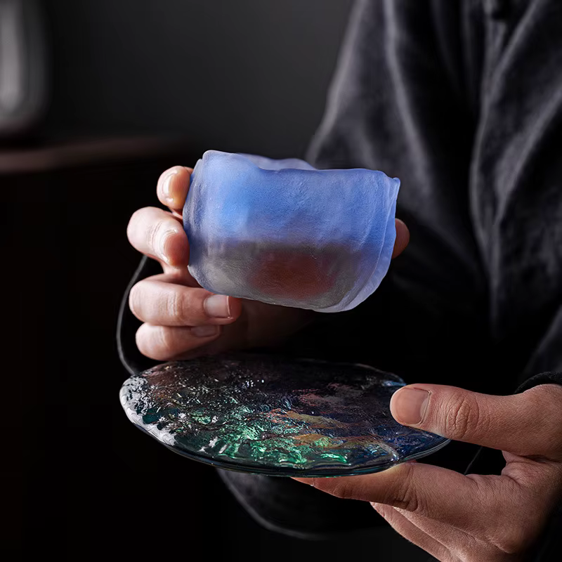 Glacier de style japonais bleu-vert marée nationale vent petite tasse à thé