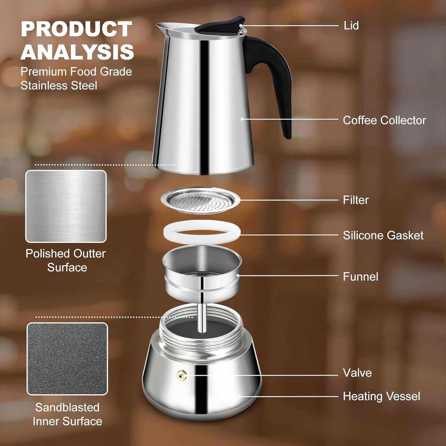 Machine à expresso de cuisinière en acier inoxydable