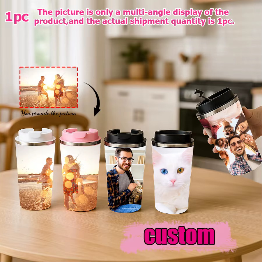 1 tasse à café isotherme en acier inoxydable personnalisée avec photo