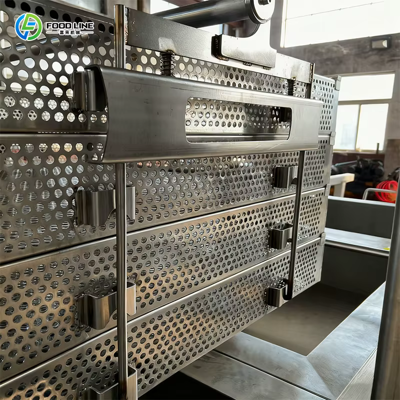 Chaîne de cuisson continue pour viande (bœuf et mouton) – Machine de cuisson industrielle pour cantines – Équipement de transformation alimentaire personnalisable