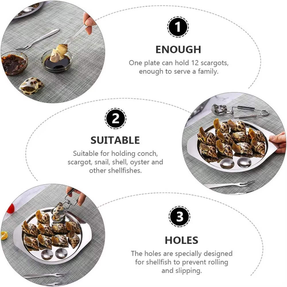 Assiette d'escargot d'escargot en acier inoxydable