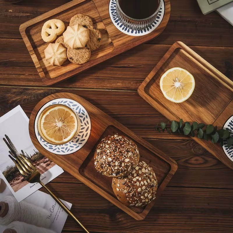 Plateau à café assiette en bois