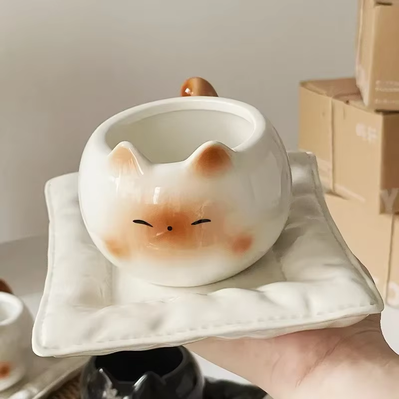 Tasse en céramique mignonne créative en forme de chat siamois