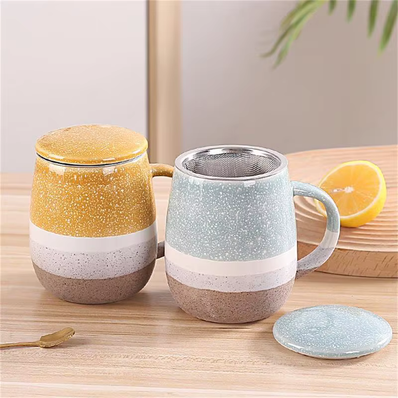 Tasses à café en céramique japonais avec couvercle