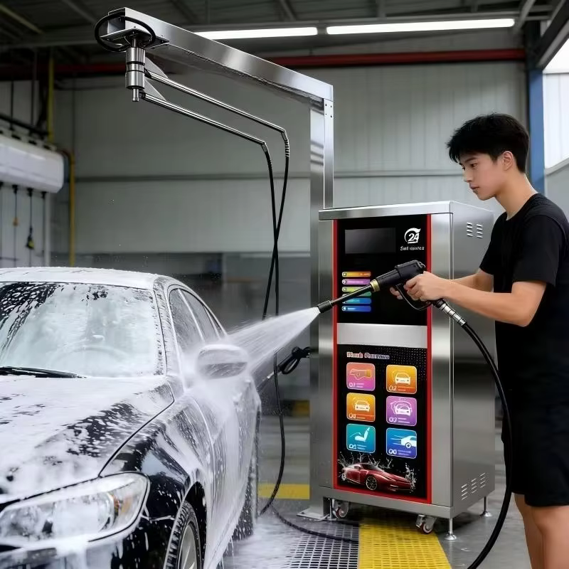 Station de lavage auto en libre-service, machine de nettoyage à vapeur industrielle pour voitures, machine de lavage auto extérieure rechargeable, personnalisable