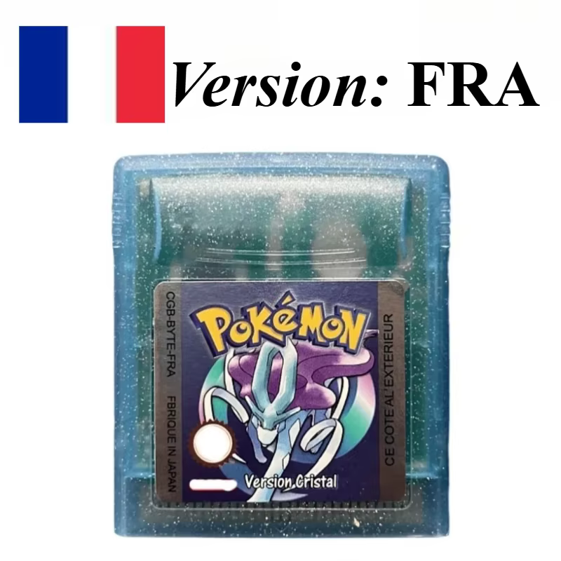 Cartes de jeu Pokémon FRA français 7 styles Gris/Rouge/Jaune/Or/Cristal/Bleu/Vert pour GBC GBA SP Haute Qualité Game Paradise