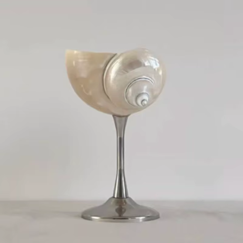 Verre à vin à tige haute conque artistique, Design de coquillage élégant, verres de luxe tendance pour Occasions spéciales