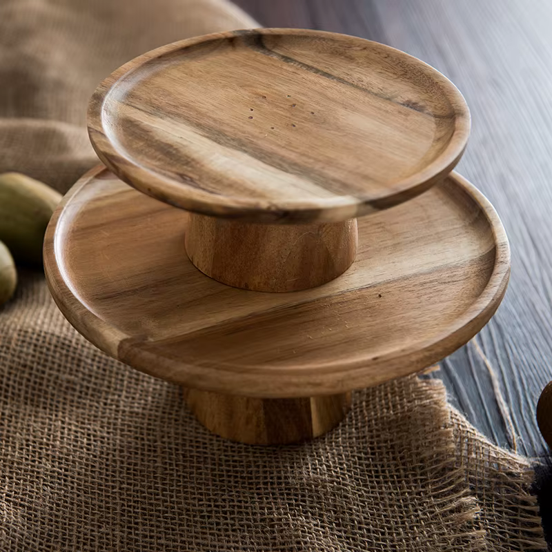 KEMORELA assiette à gâteau en bois à support haut plateaux de service alimentaire créatifs plateau de collation de
