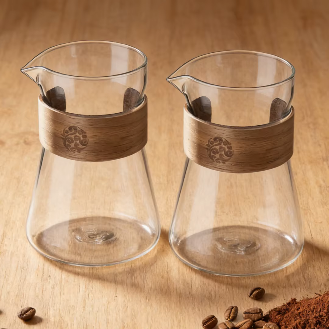 Carafe à café en verre de 16 oz avec couche thermorésistante en bois