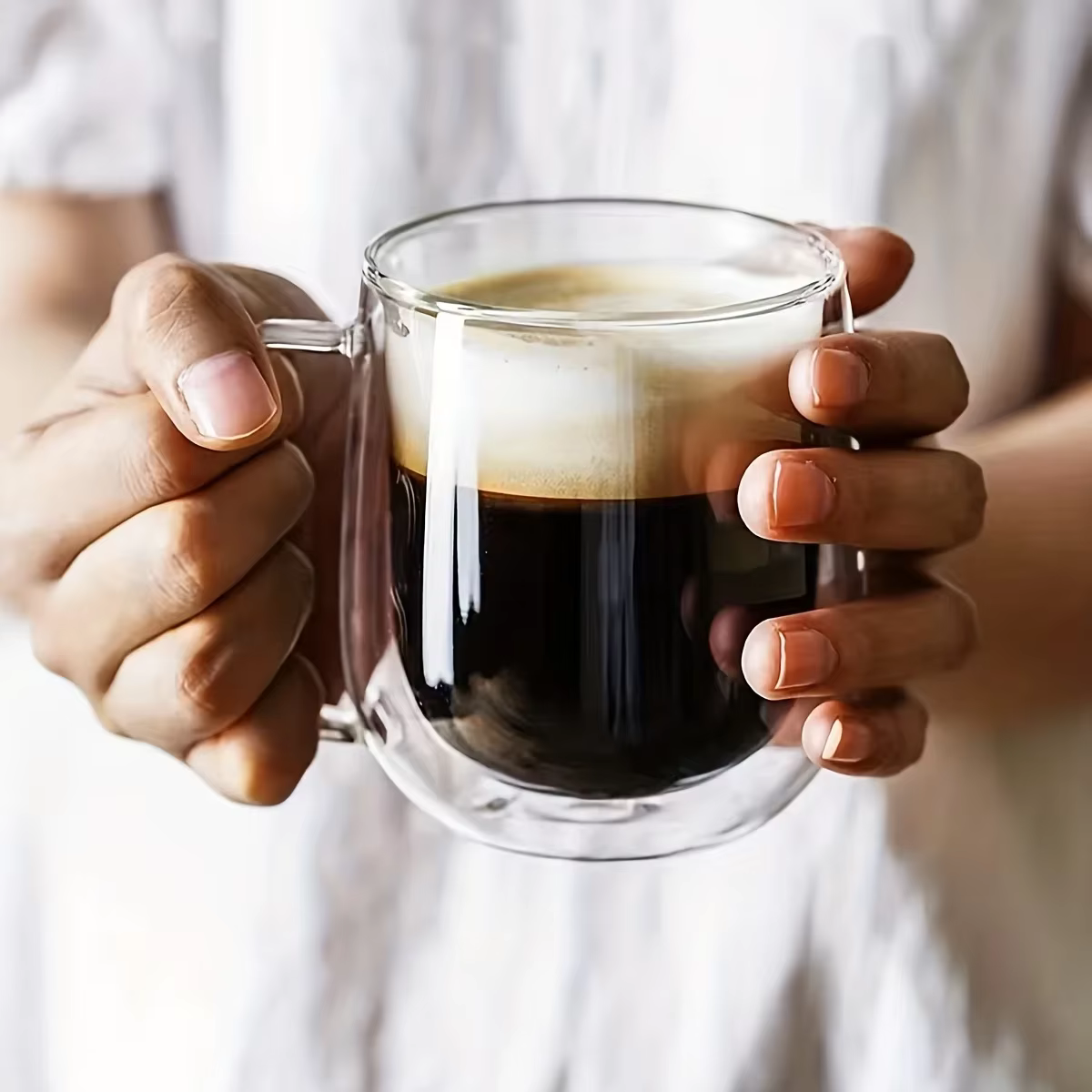 Tasse en verre Double couche avec poignée
