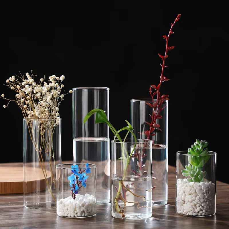 Vases cylindriques en verre