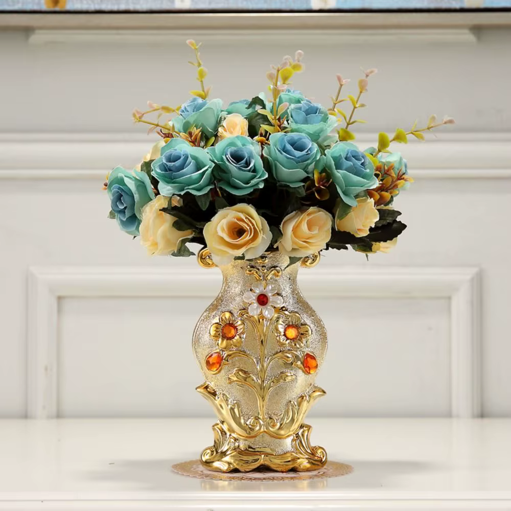 Vase en céramique doré givré