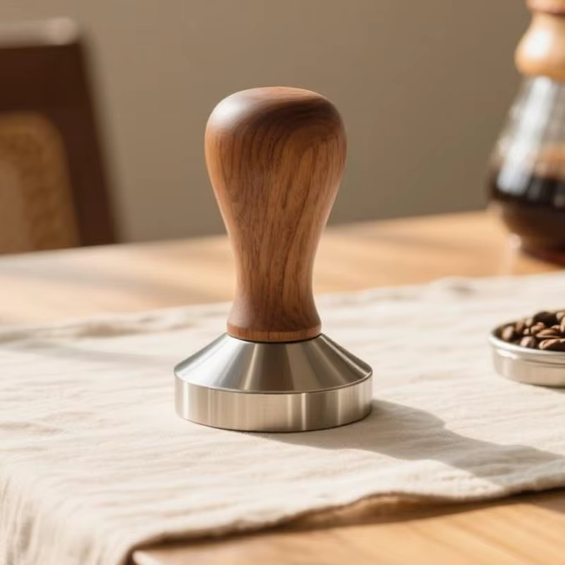 Presse à café poudre marteau manche en bois massif 304 acier inoxydable