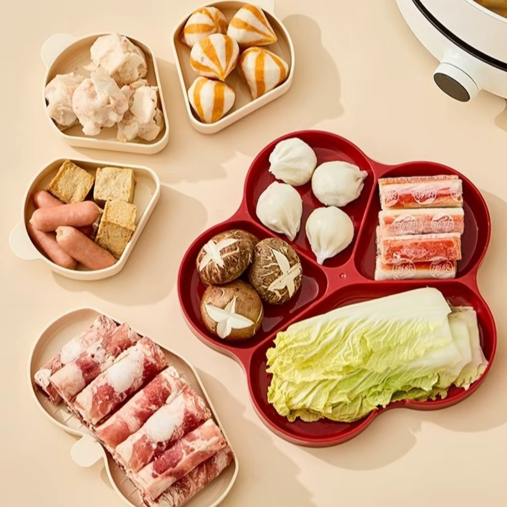 Assiette de préparation en plastique réutilisable à 4 compartiments