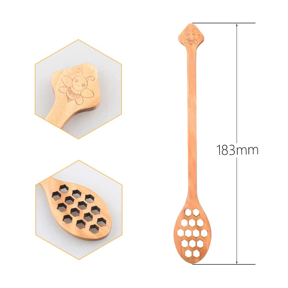 Cuillère à miel en forme de cœur en accent d'abeille