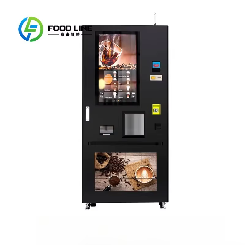 Machine à café distributrice intelligente entièrement automatique, écran tactile de 32 pouces, 16 types de expresso chaud glacé, fraîcheur moulu