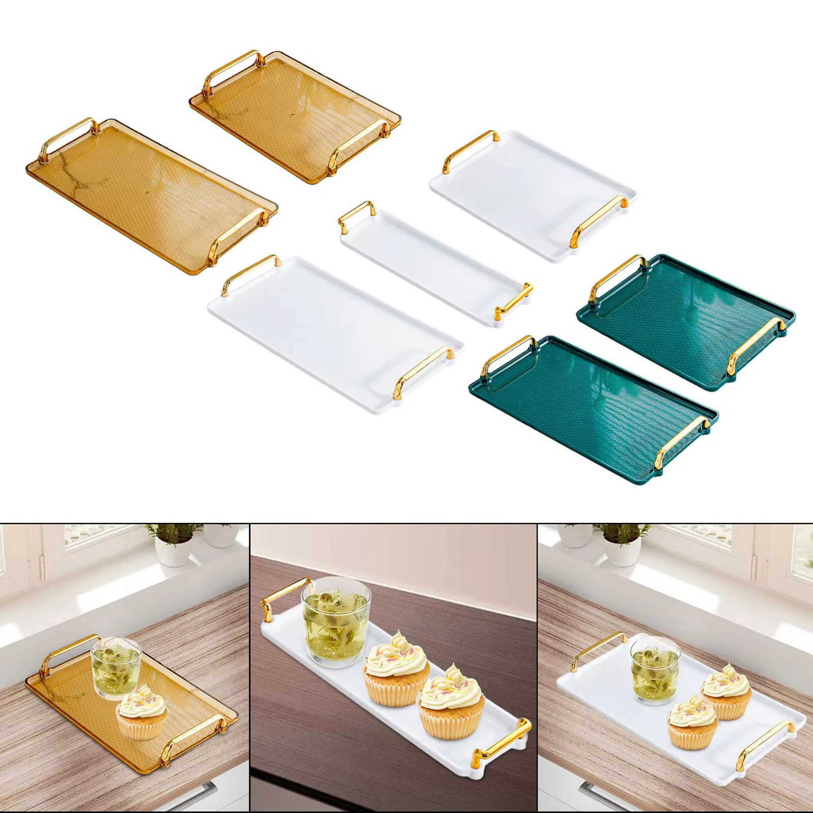 Assiette de service rectangulaire avec poignée