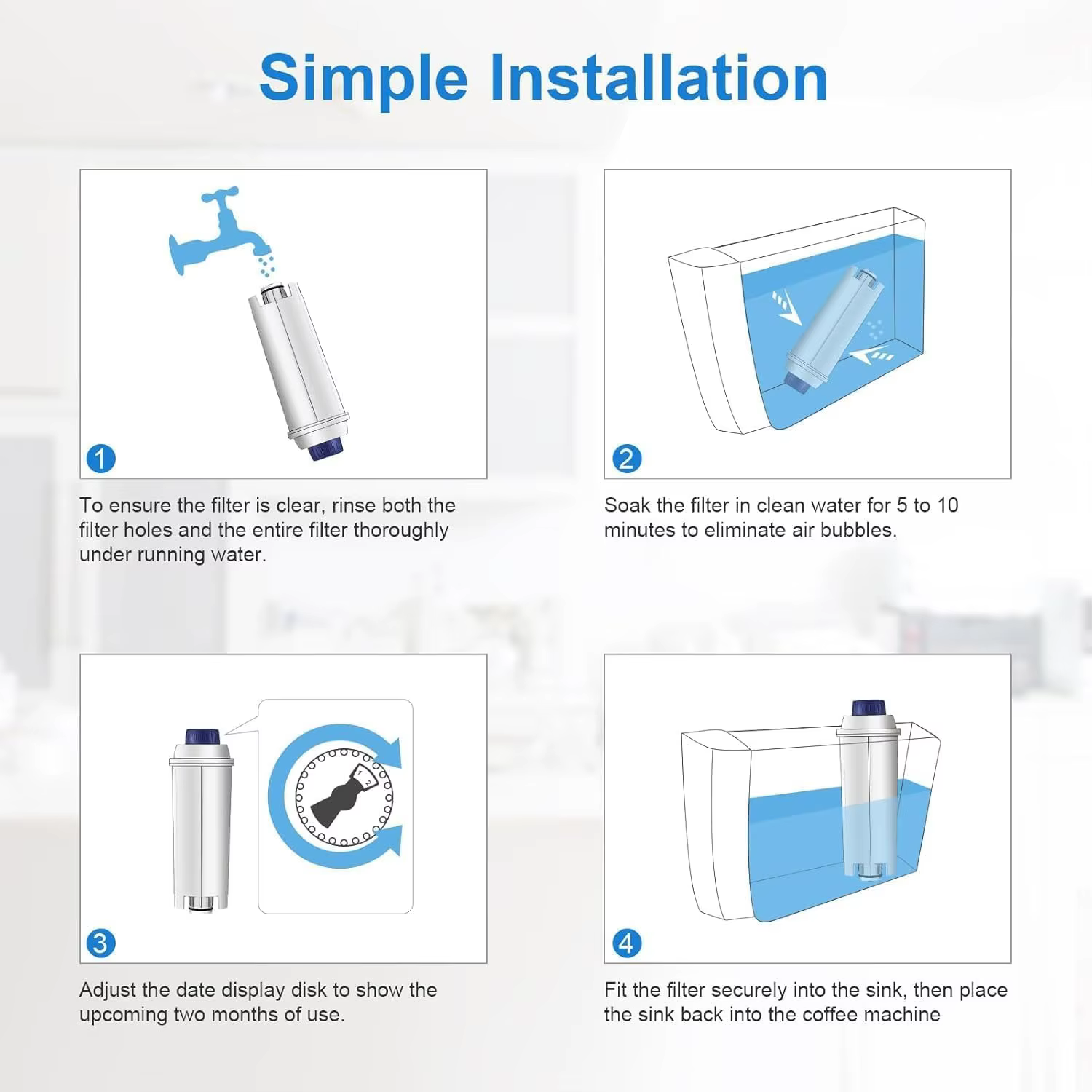 Filtre à eau pour machine à café compatible avec les machines à café Delonghi