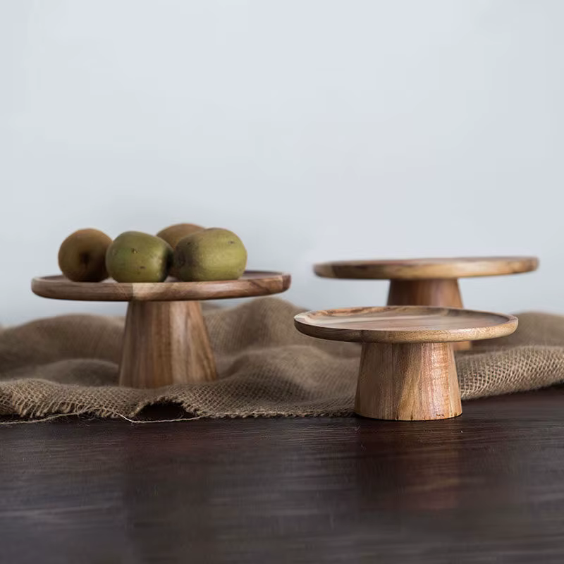 KEMORELA assiette à gâteau en bois à support haut plateaux de service alimentaire créatifs plateau de collation de