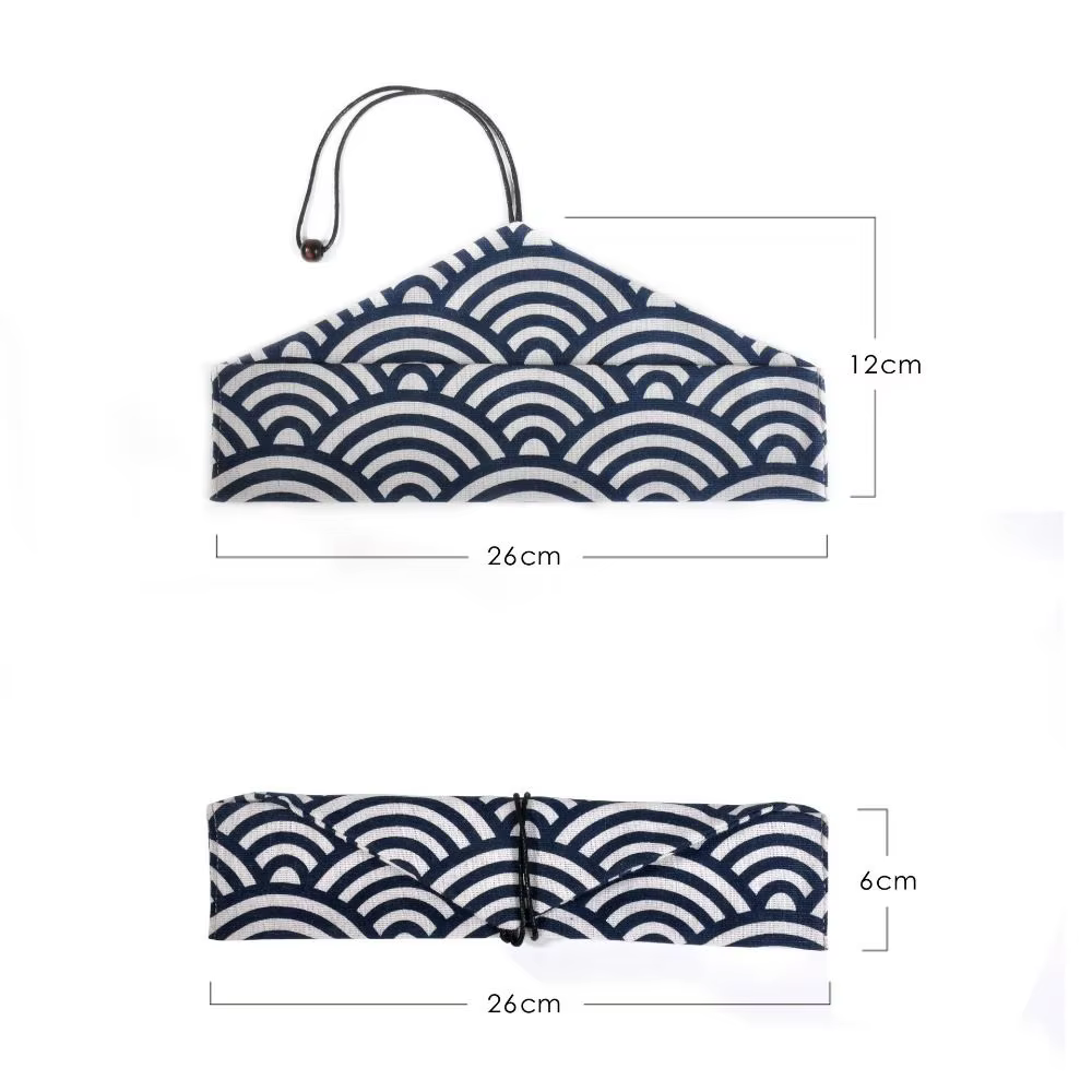 Pochette à couverts réutilisable en coton et lin