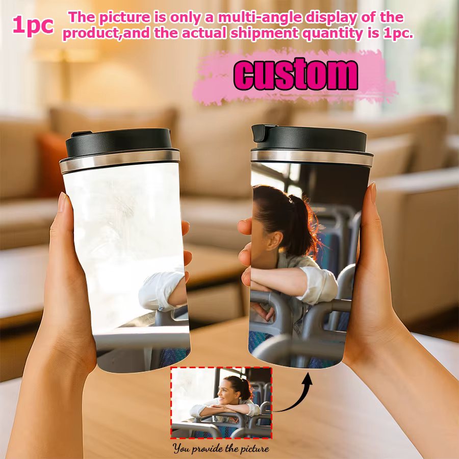 1 tasse à café isotherme en acier inoxydable personnalisée avec photo