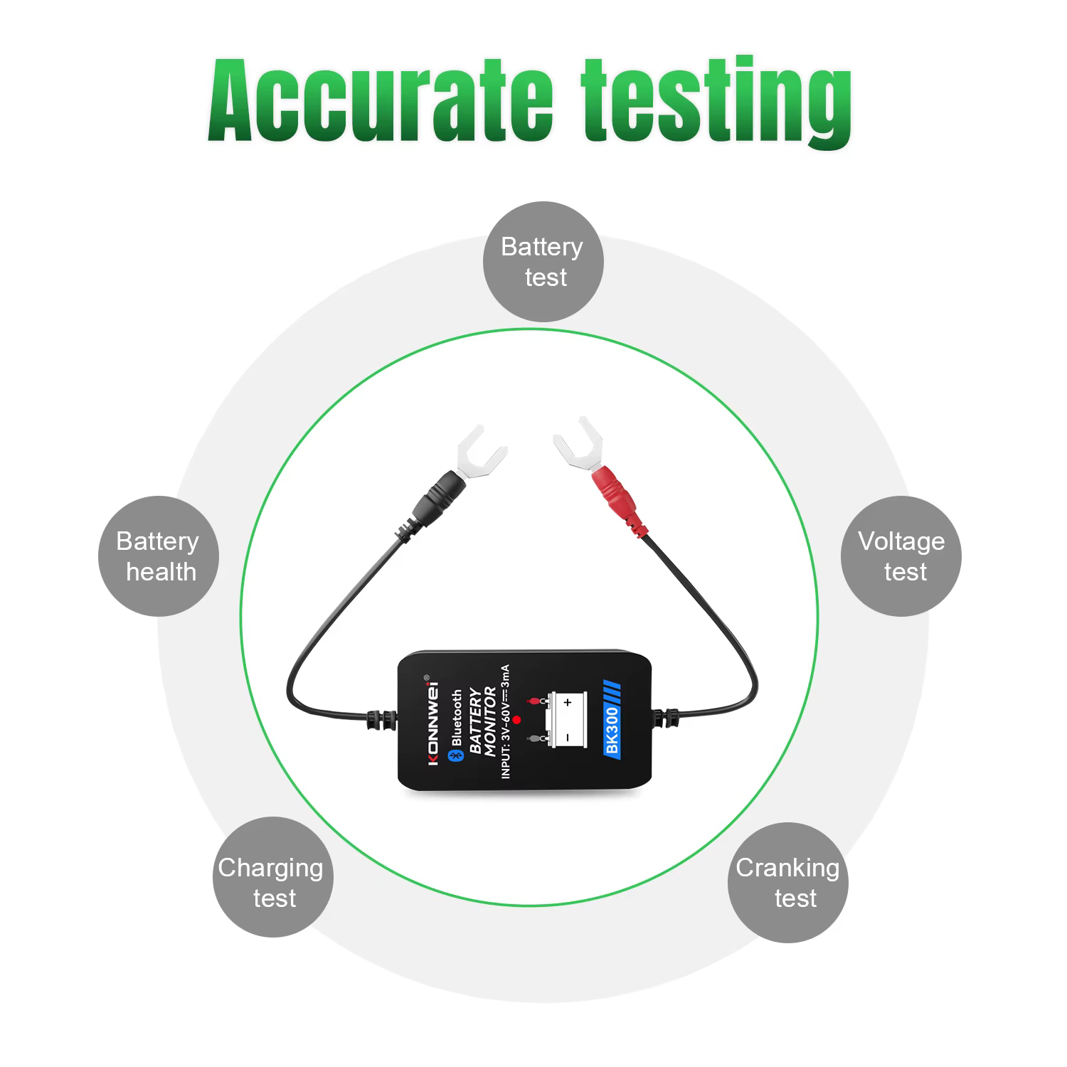 KONNWEI BK300 12V 24V moniteur de batterie sans fil Bluetooth testeur outil LED affichage batterie charge démarrage Test APP surveillance