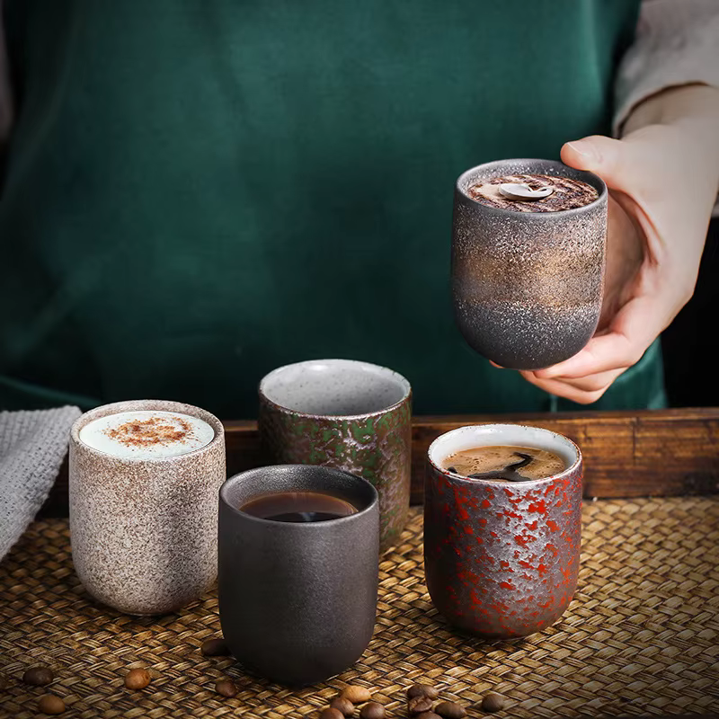 Mini tasses à thé rétro 100 ml tasses à café en céramique grossière