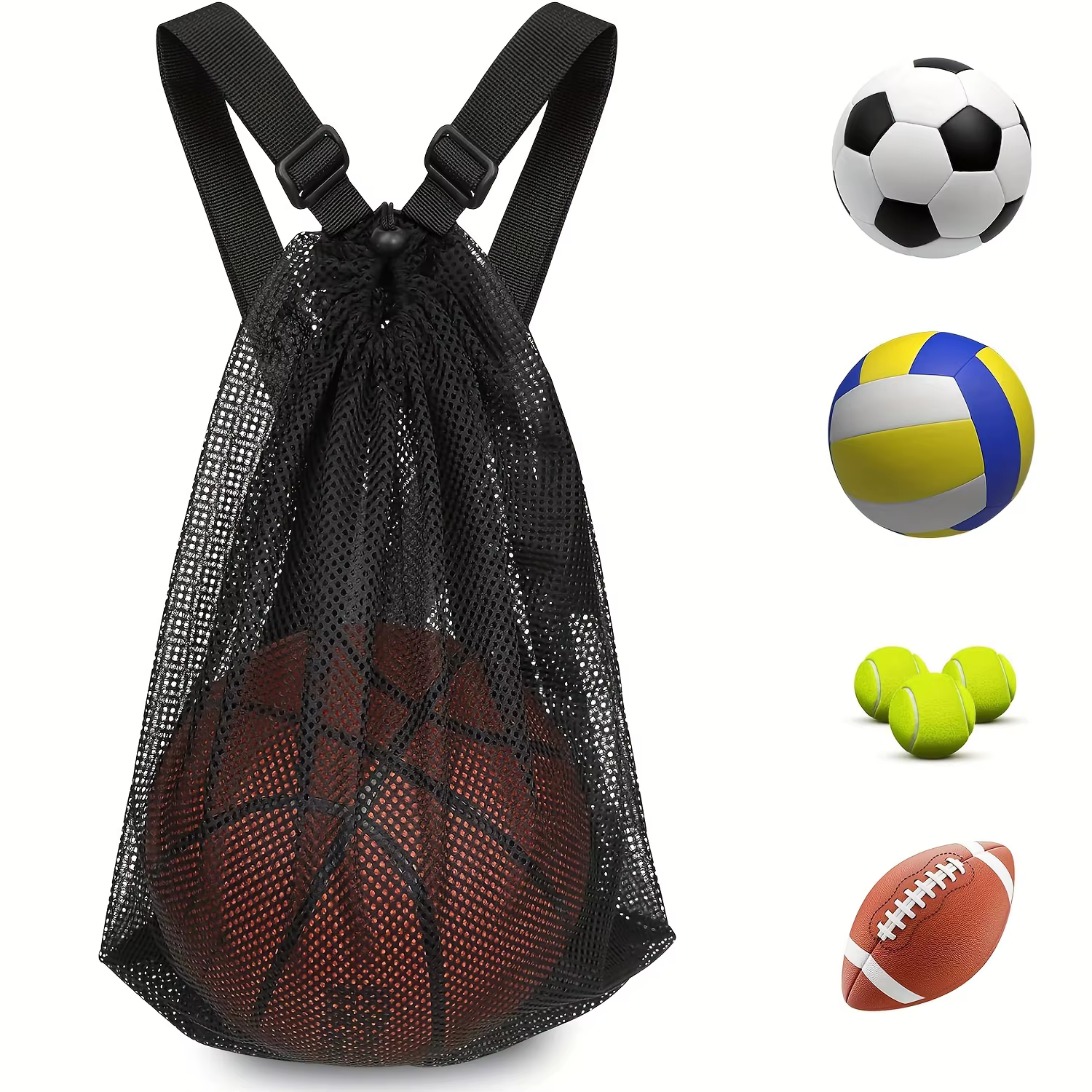 Sac à dos respirant en maille ultra-dense avec cordon de serrage pour le sport, idéal pour le basketball, le football, le volley-ball et le rangement