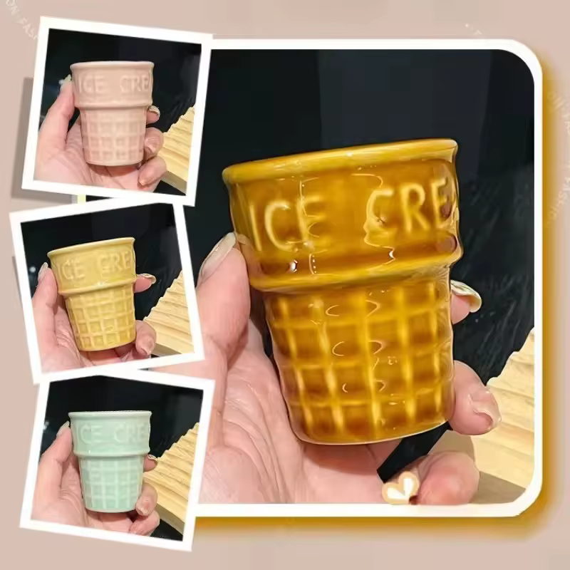 Mug de voyage en céramique en forme de crème glacée 260 ml