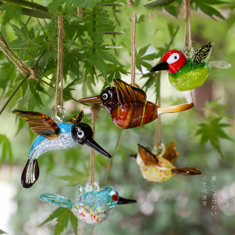 Mini oiseau en verre créatif coloré, ornement sur branches d'arbre, bureau, salon, bureau, colibri mignon, jardin extérieur, confrondec
