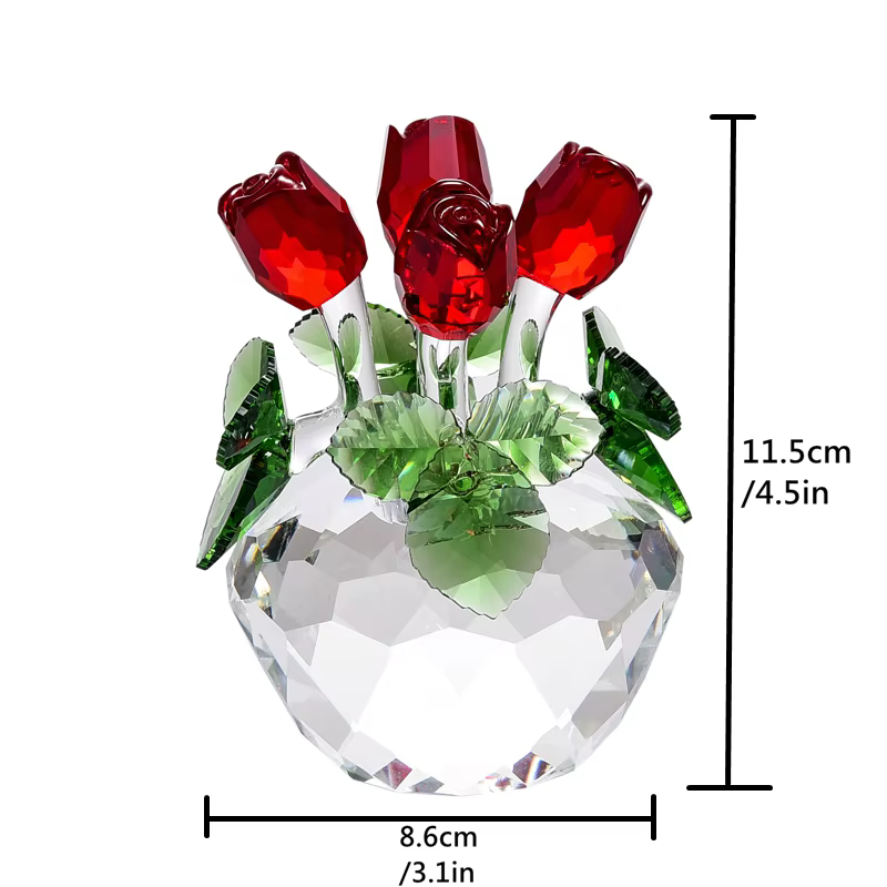 Figurines de roses en cristal
