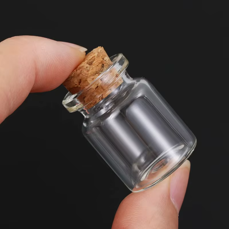Mini Bouteille de Souhait en Verre Transparent avec Liège
