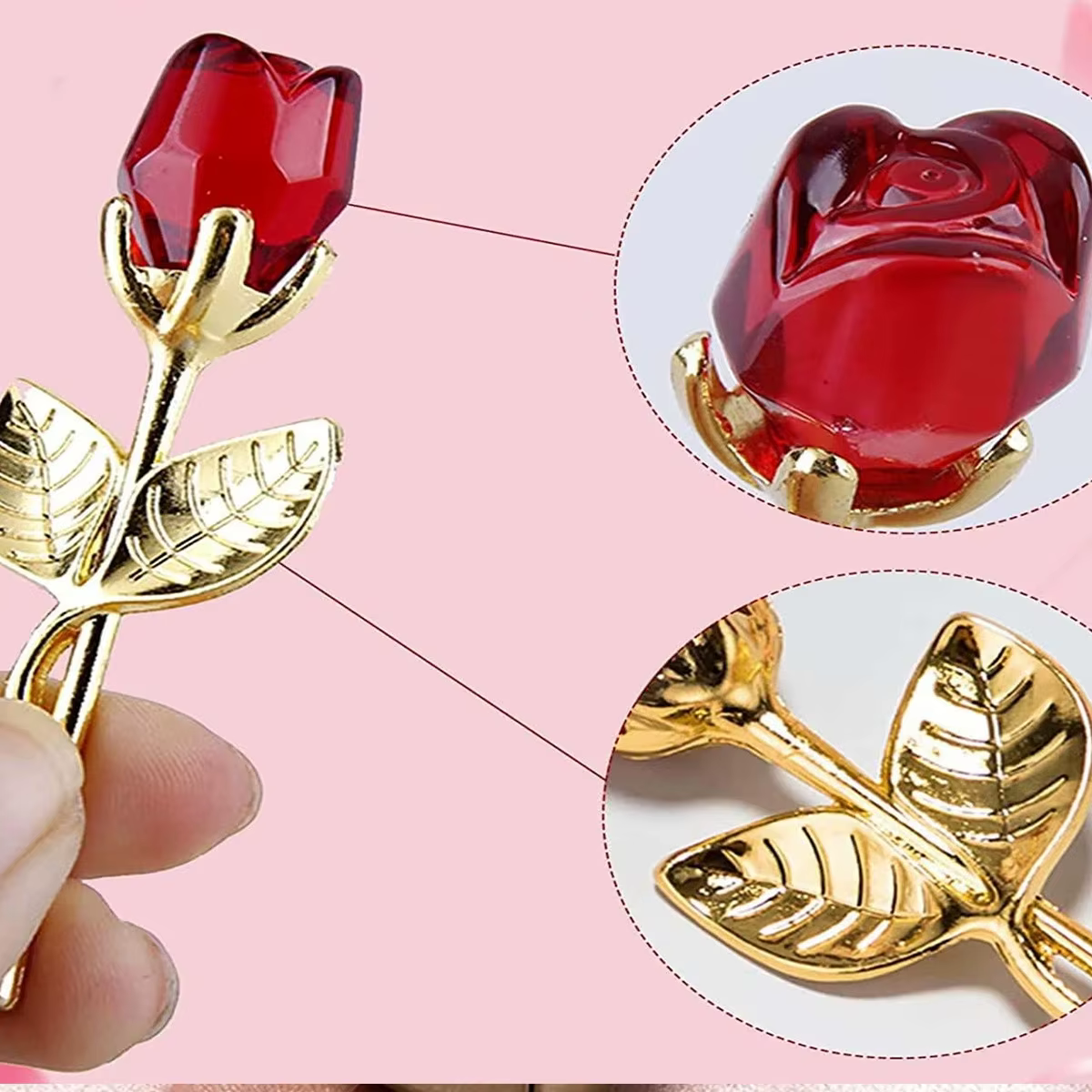 Mini fleur artificielle en cristal Rose