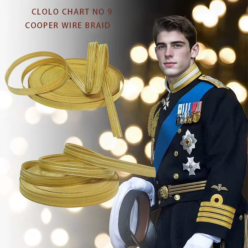 Tressage métallique Elite Gold # 9 - Tenue professionnelle, uniformes Air/Sea Crew, vêtements de sécurité et décor haut de gamme