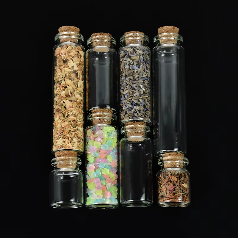 Lot de 5 mini-bocaux en verre transparent