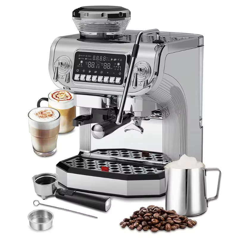 Machine à café expresso électrique professionnelle semi-automatique à écran tactile, double chaudière, de luxe, pour cafés