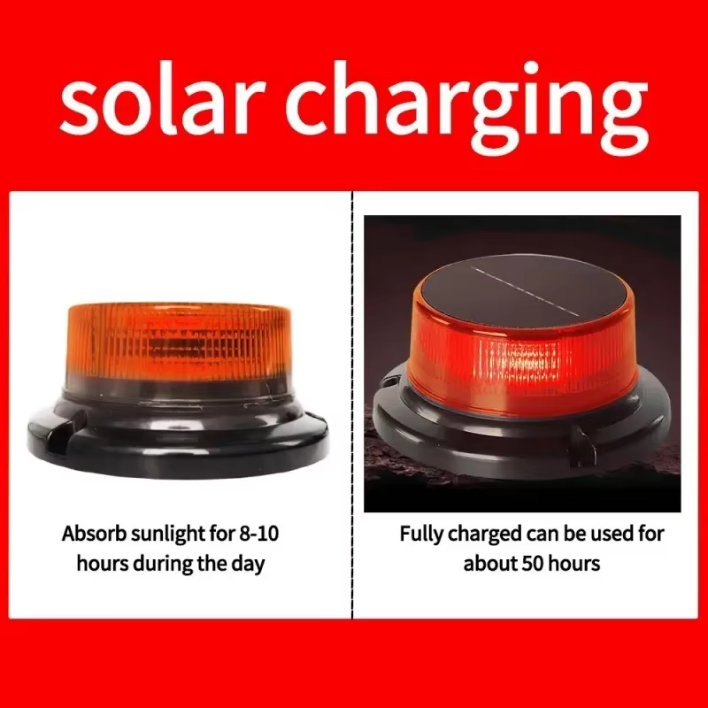 Balise magnétique solaire 12V 24V, lumière stroboscopique ambre, voyant de sécurité pour camions, véhicules, balise clignotante d'urgence