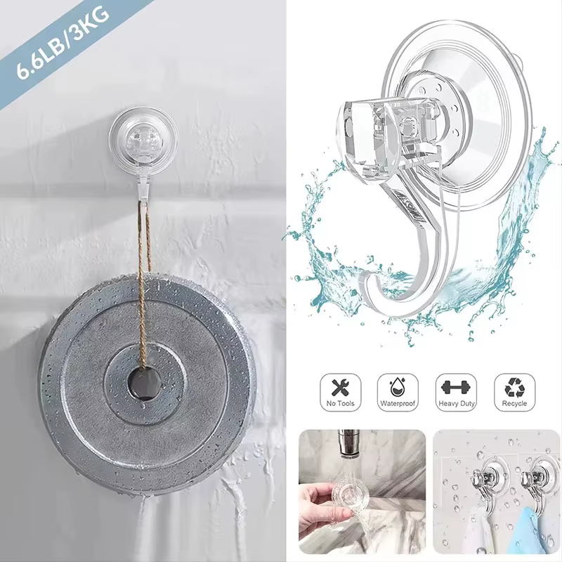 Crochets à ventouse transparents et réutilisables, 10 pièces, crochets à ventouse sous vide robustes, crochets de cuisine et de salle de bains en verre pour serviettes
