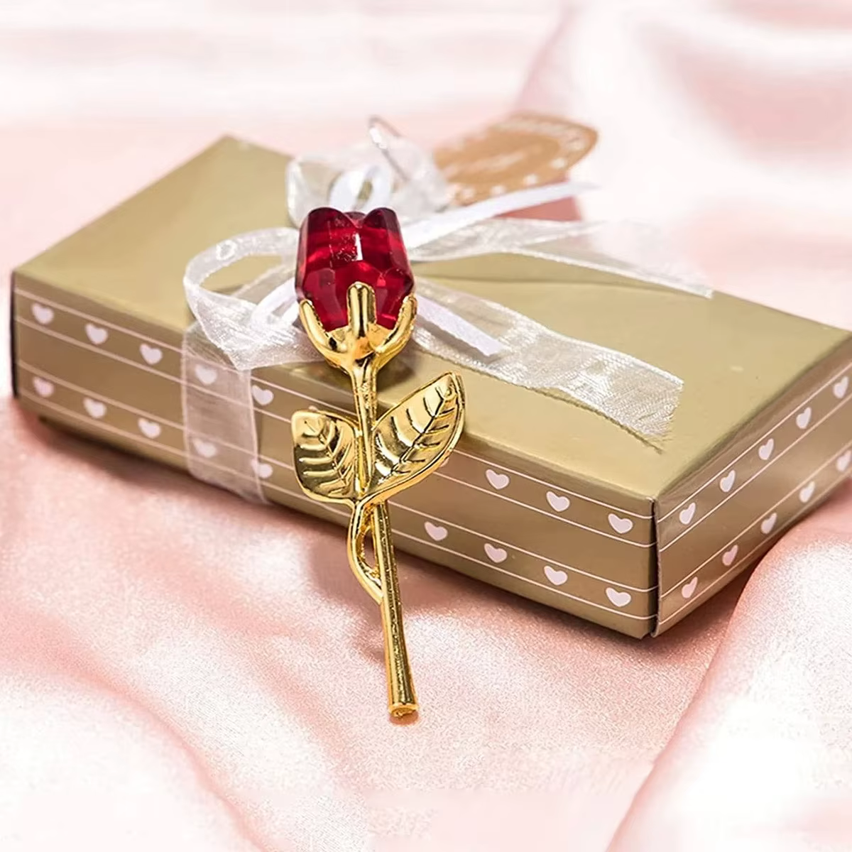Mini fleur artificielle en cristal Rose